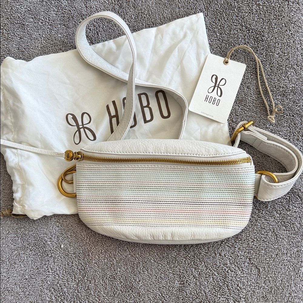 HOBO White and Pastel Stripe Crossbody Bag